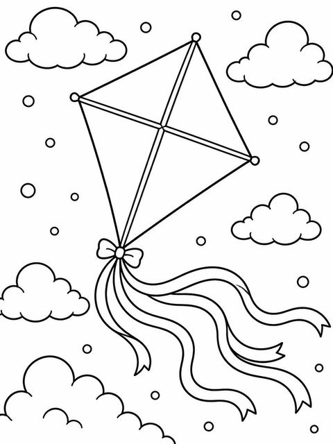 Coloring sheet in the Peach and Blue Kite 5th Birthday design