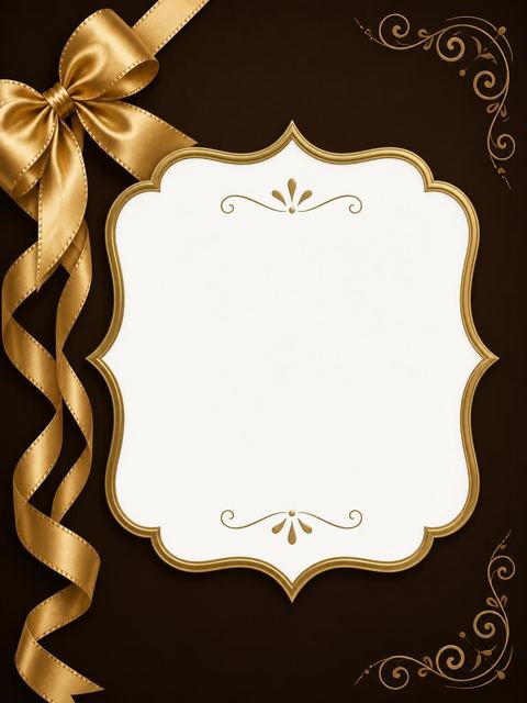 Place card in the Mocha and Gold Ribbon 25th Birthday design