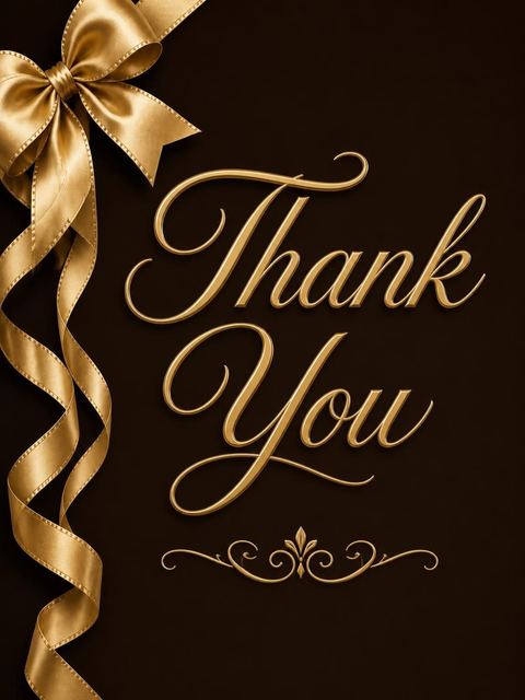 Thank-you flat in the Mocha and Gold Ribbon 25th Birthday design