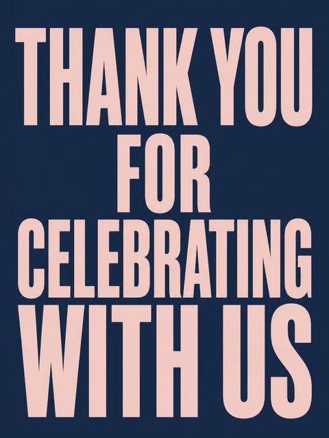 Thank-you flat in the Navy and Blush Typographic 16th Birthday design