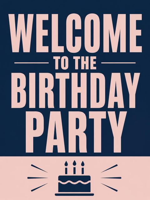 Welcome sign in the Navy and Blush Typographic 16th Birthday design