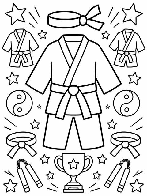Coloring sheet in the Crayon Karate Gi 9th Birthday design