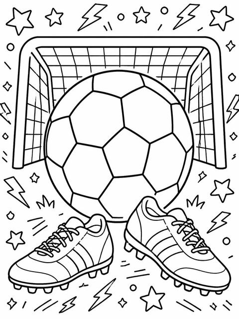 Coloring sheet in the Navy Soccer Ball 5th Birthday design