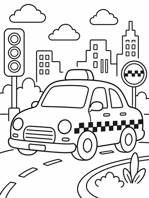 Coloring sheet in the Yellow Taxi Cab 3rd Birthday design