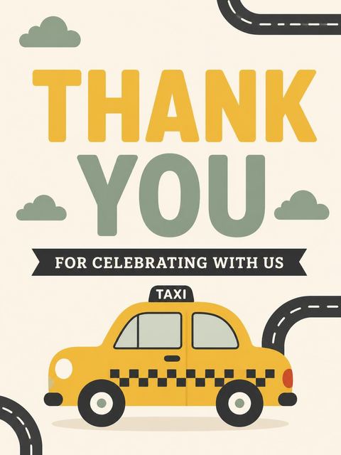 Thank-you flat in the Yellow Taxi Cab 3rd Birthday design