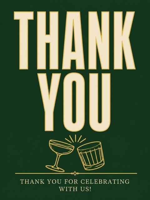 Thank-you flat in the Forest Green Block Typography 55th Birthday design