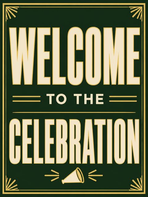 Welcome sign in the Forest Green Block Typography 55th Birthday design