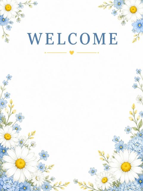 Place card in the Blue Daisy Watercolor Bridal Shower design