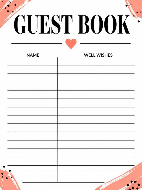 Guest sign-in sheet in the Coral Charcoal Typographic 18th Birthday design