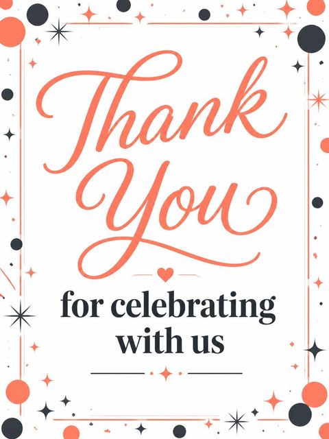 Thank-you flat in the Coral Charcoal Typographic 18th Birthday design