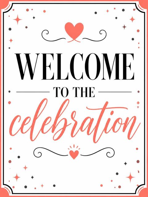 Welcome sign in the Coral Charcoal Typographic 18th Birthday design