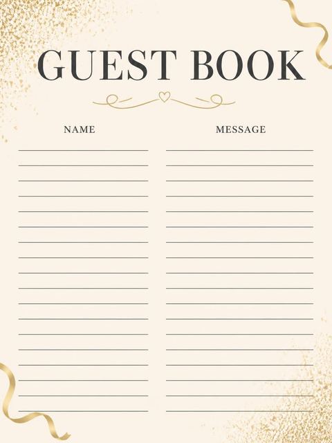Guest sign-in sheet in the Gold Foil Minimalist 65th Birthday design