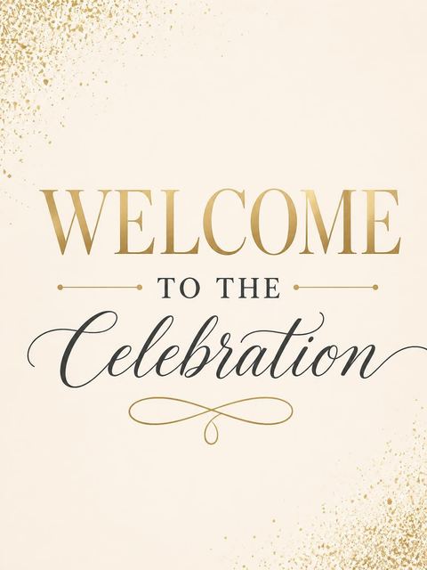 Welcome sign in the Gold Foil Minimalist 65th Birthday design