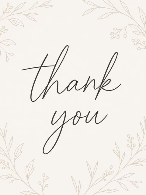 Thank-you flat in the Cream Minimalist Calligraphy Milestone Birthday design