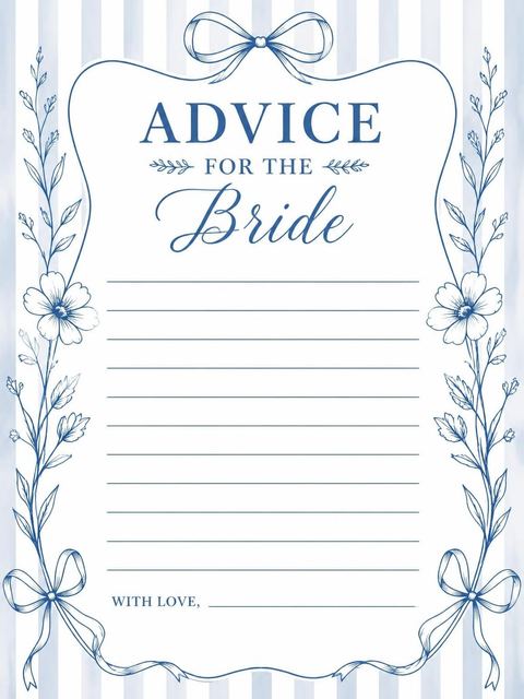 Advice card in the Blue Toile Wine Bridal Brunch design