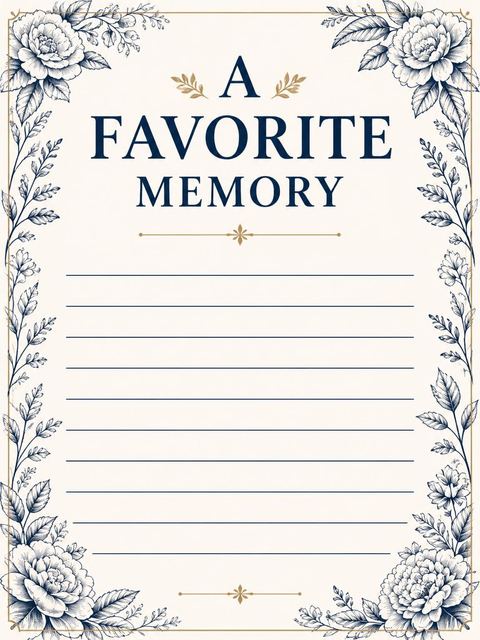 Memory card in the Navy Botanical Cream 70th Birthday design