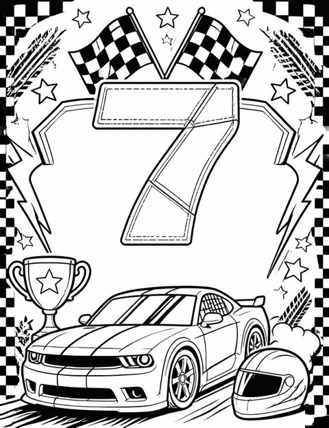 Coloring sheet in the Neon Sports 7th Birthday Invitation design