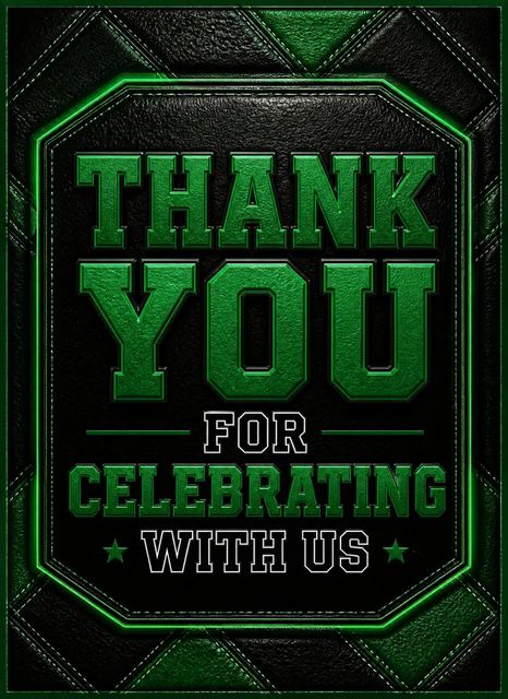 Thank-you flat in the Neon Sports 7th Birthday Invitation design
