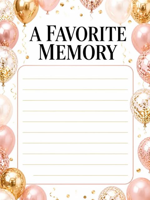 Memory card in the Rose Gold Balloon 90th Birthday design