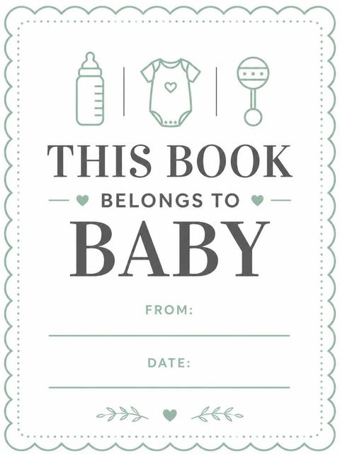 Books for baby bookplate in the Sage Green Icon Baby Shower design