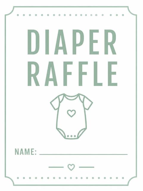 Diaper raffle ticket in the Sage Green Icon Baby Shower design