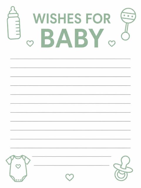Wishes page in the Sage Green Icon Baby Shower design