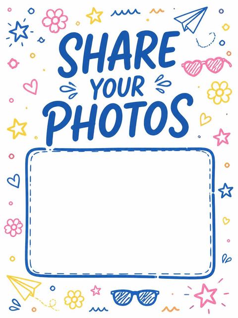 Hashtag card in the Doodle Motif Pool Party Invitation design