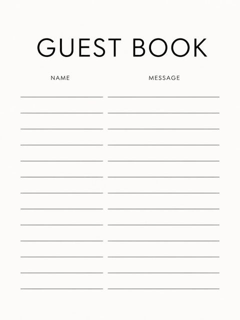 Guest sign-in sheet in the Monochrome Script Minimalist 80th Birthday design