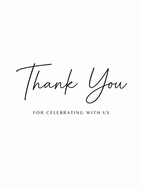 Thank-you flat in the Monochrome Script Minimalist 80th Birthday design