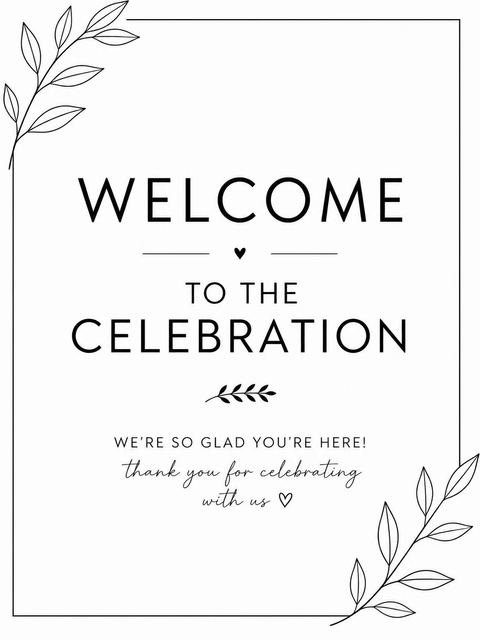 Welcome sign in the Monochrome Script Minimalist 80th Birthday design