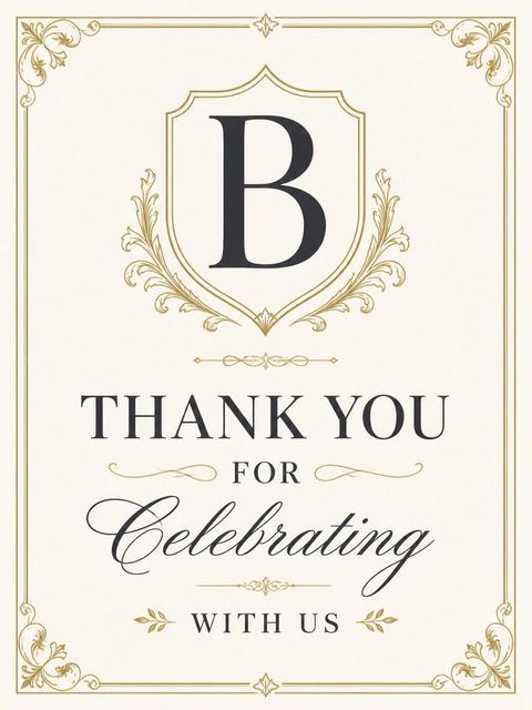 Thank-you flat in the Gold Crest Monogram 60th Birthday design