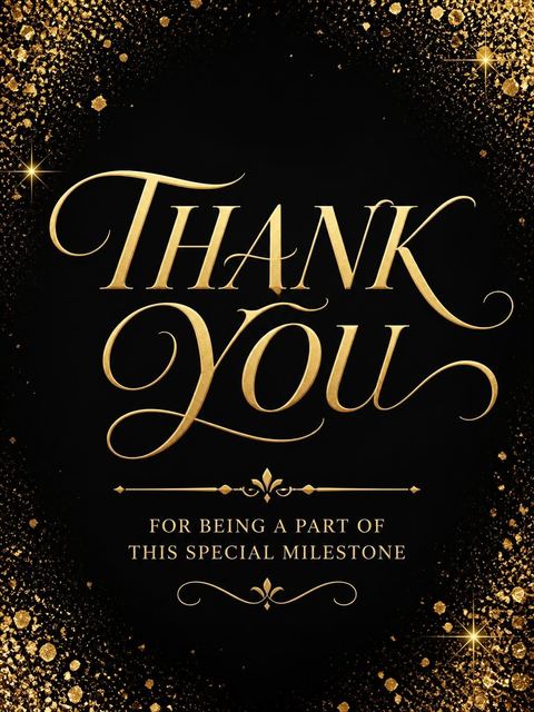 Thank-you flat in the Elegant Gold 75th Birthday Invitation design