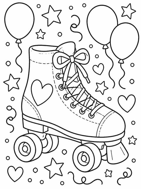 Coloring sheet in the Pink Crayon Roller Skate 1st Birthday design