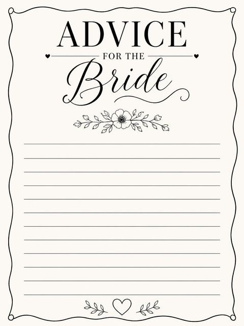 Advice card in the Minimalist Black Line-Art Bridal Brunch design
