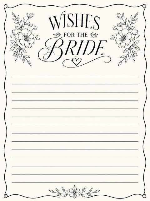 Wishes page in the Minimalist Black Line-Art Bridal Brunch design