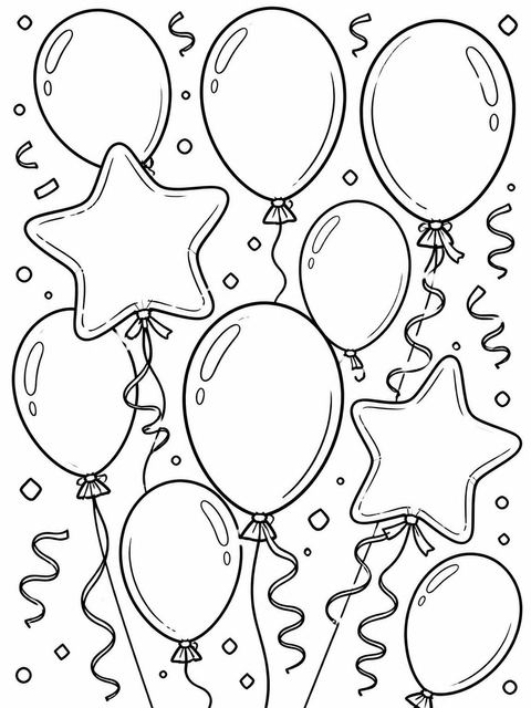 Coloring sheet in the Cream Line-Art Balloon 16th Birthday Invitation design