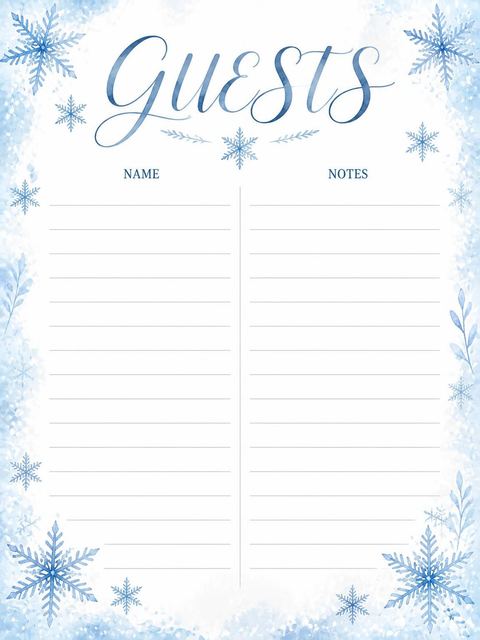 Guest sign-in sheet in the Blue Watercolor Polar Bear 1st Birthday design