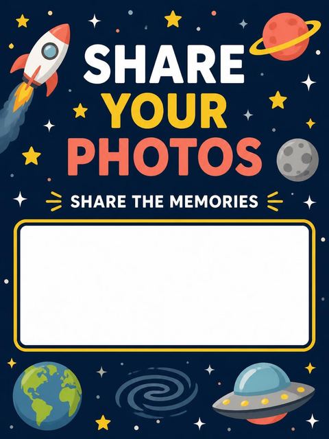 Hashtag card in the Navy Astronaut Cartoon 3rd Birthday design