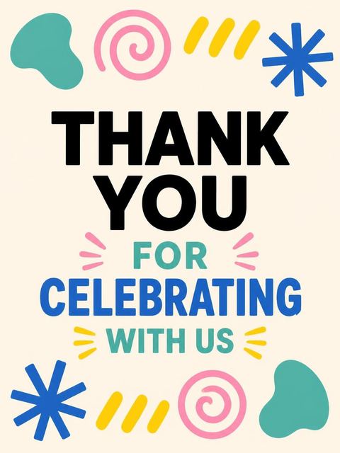 Thank-you flat in the Cream Memphis Abstract 18th Birthday design