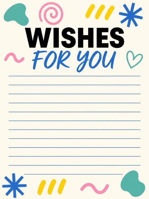 Wishes page in the Cream Memphis Abstract 18th Birthday design