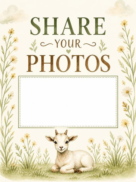 Hashtag card in the Watercolor Baby Goat Meadow 3rd Birthday design