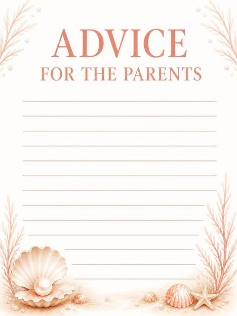 Advice card in the Dusty Pink Coastal Pearl Baby Shower design