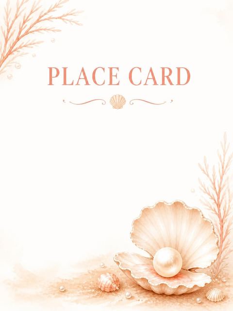 Place card in the Dusty Pink Coastal Pearl Baby Shower design