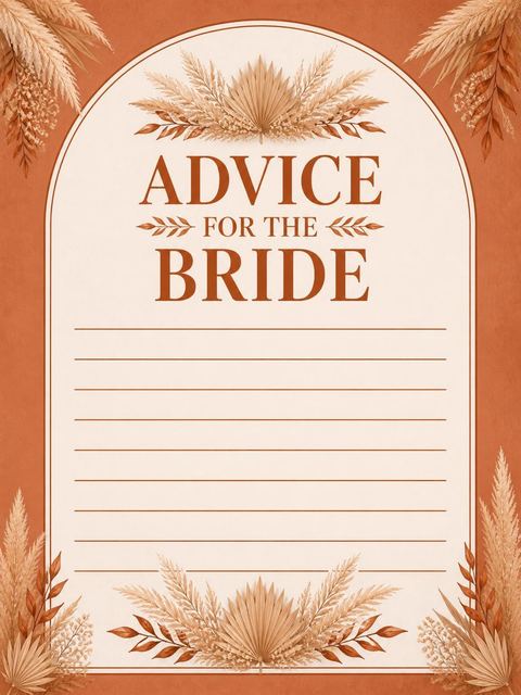 Advice card in the Terracotta Pampas Grass Bridal Shower design