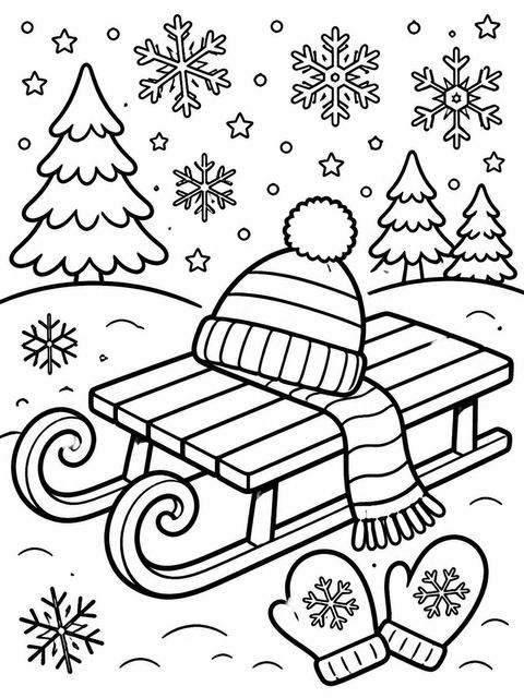 Coloring sheet in the Crayon Sled and Snowflake 7th Birthday design