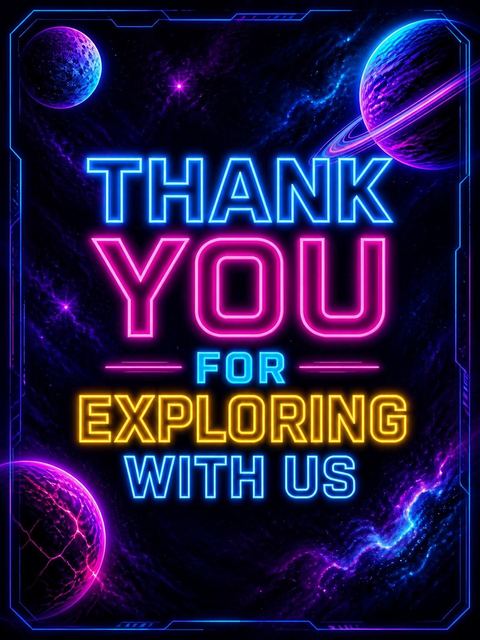 Thank-you flat in the Neon Galaxy Planet 8th Birthday Invitation design
