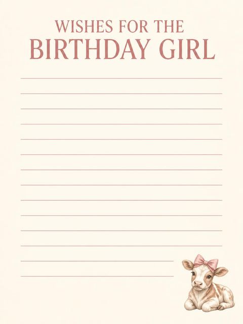 Wishes page in the Holy Cow First Birthday Party Invitation design