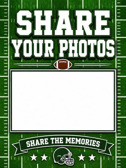 Hashtag card in the Green Jersey Football 7th Birthday Party design