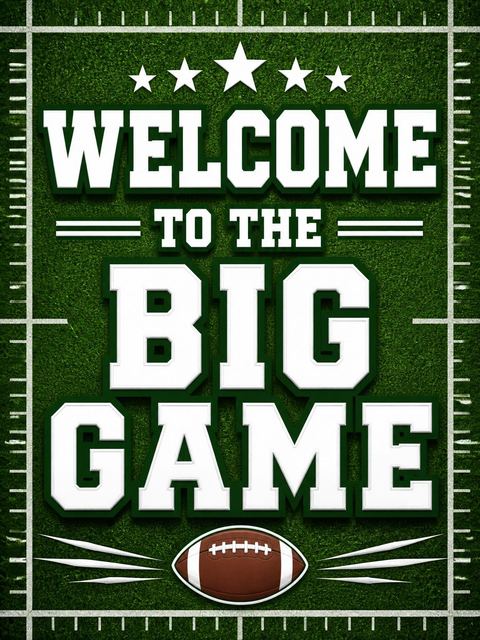 Welcome sign in the Green Jersey Football 7th Birthday Party design
