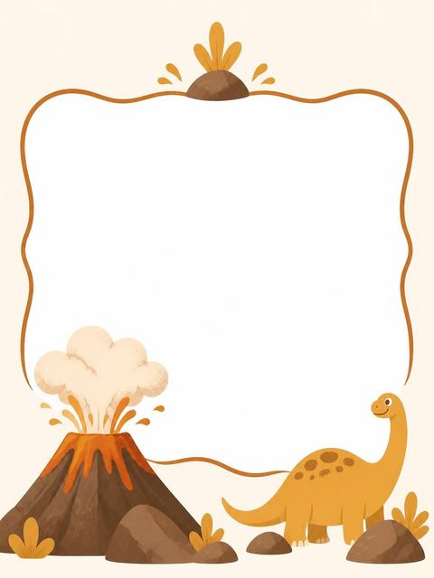 Place card in the Earthy Dinosaur Volcano 4th Birthday Invitation design